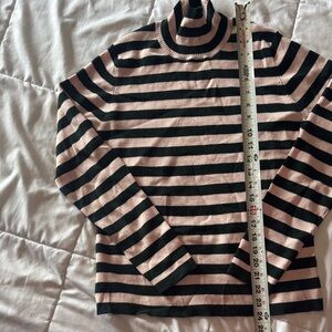 Tory Sport green and Pink Striped Turtleneck Sweater